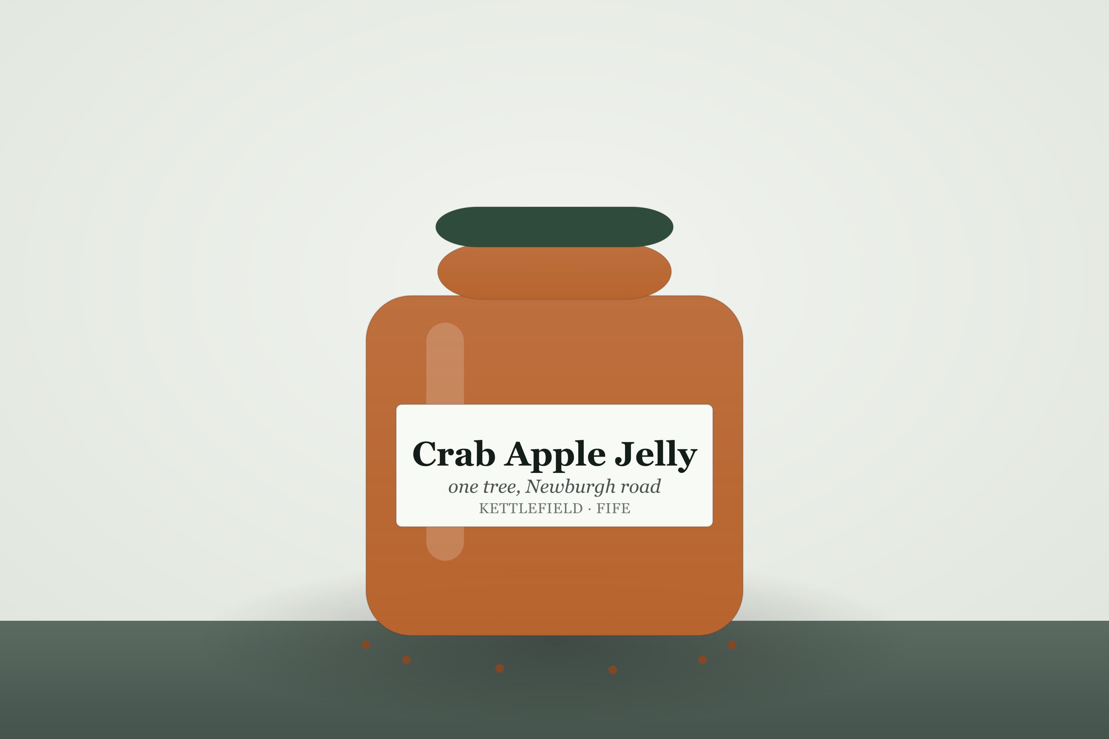 A jar of Kettlefield crab apple jelly, clear russet and firmly set